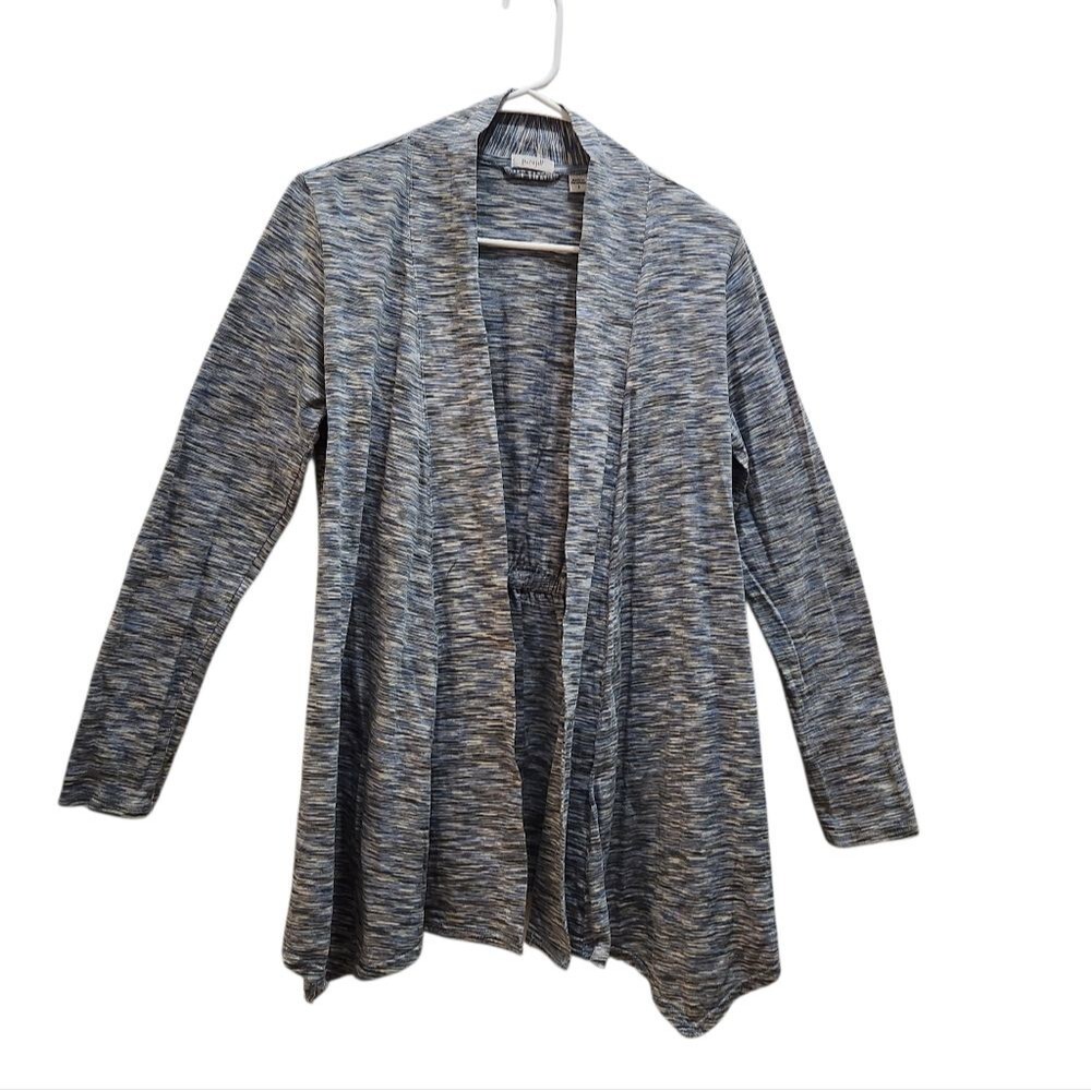 J. JILL Pure Jill Women's S Blue Gray Space Dye Open Front Cinched Back Cardigan